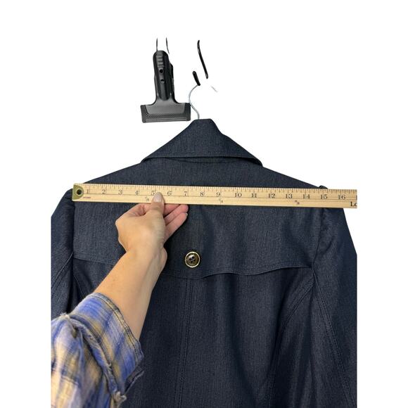 Caché Denim Trench Coat Women’s Small Y2K Glam Parisian Old Money - Picture 9 of 11